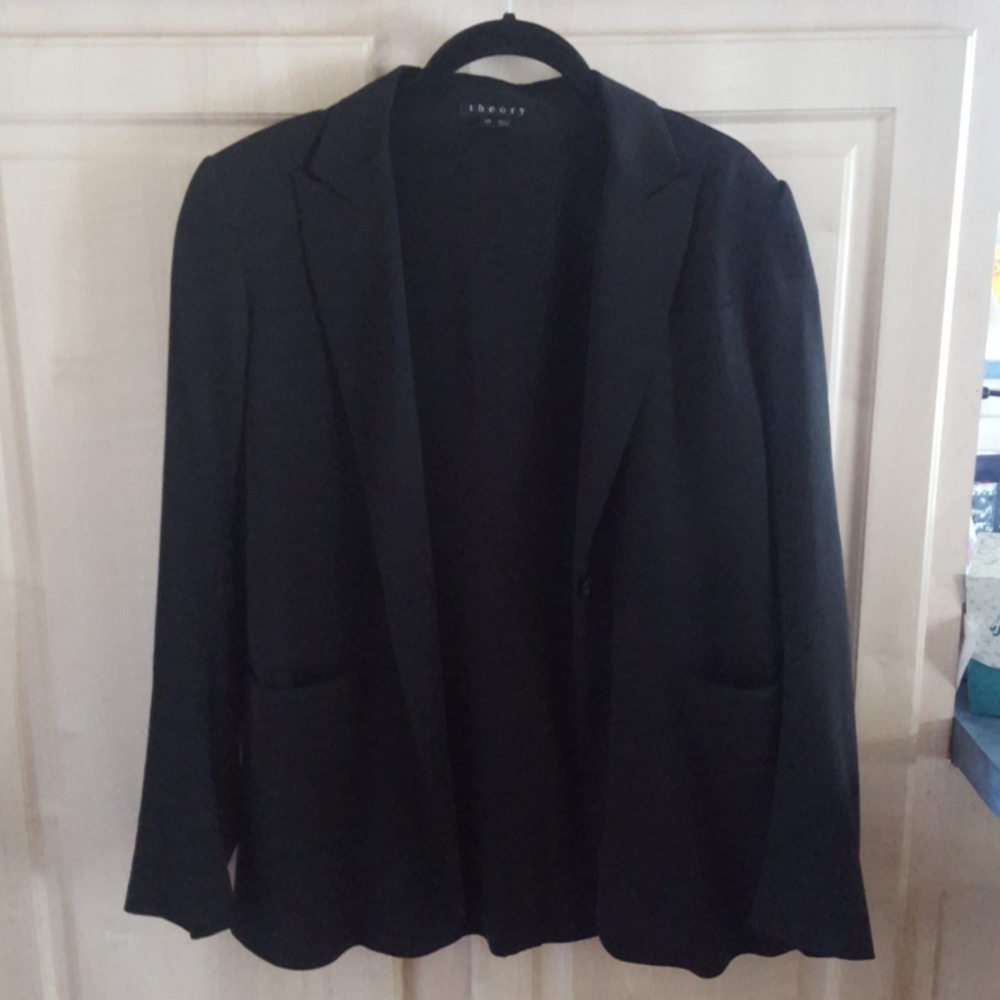 THEORY SILK WOMAN'S BLAZER 10 BLACK